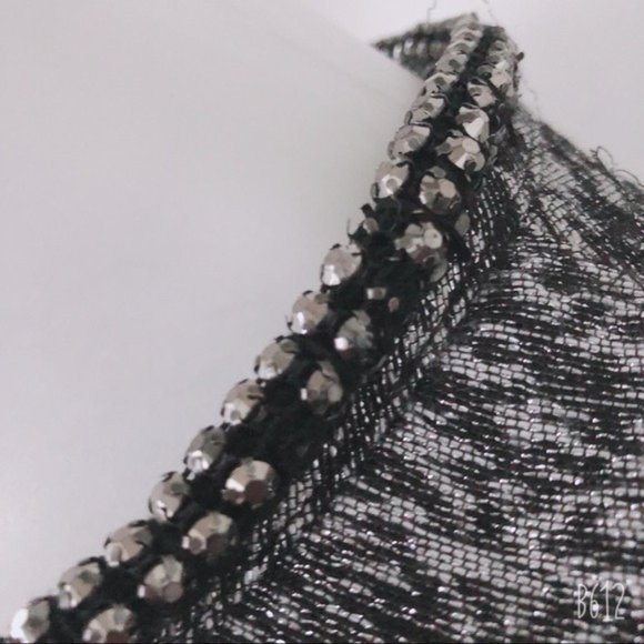 Donna Ricco Jacquard Dress Grey Metallic Jeweled Neckline Size 16 MSRP $138.00 - Picture 10 of 15